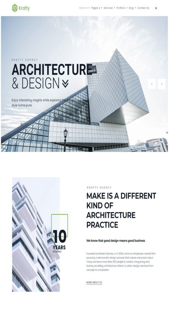 Mẫu Website Giới Thiệu Sản Phẩm Công Ty KRAFTY Architecture
