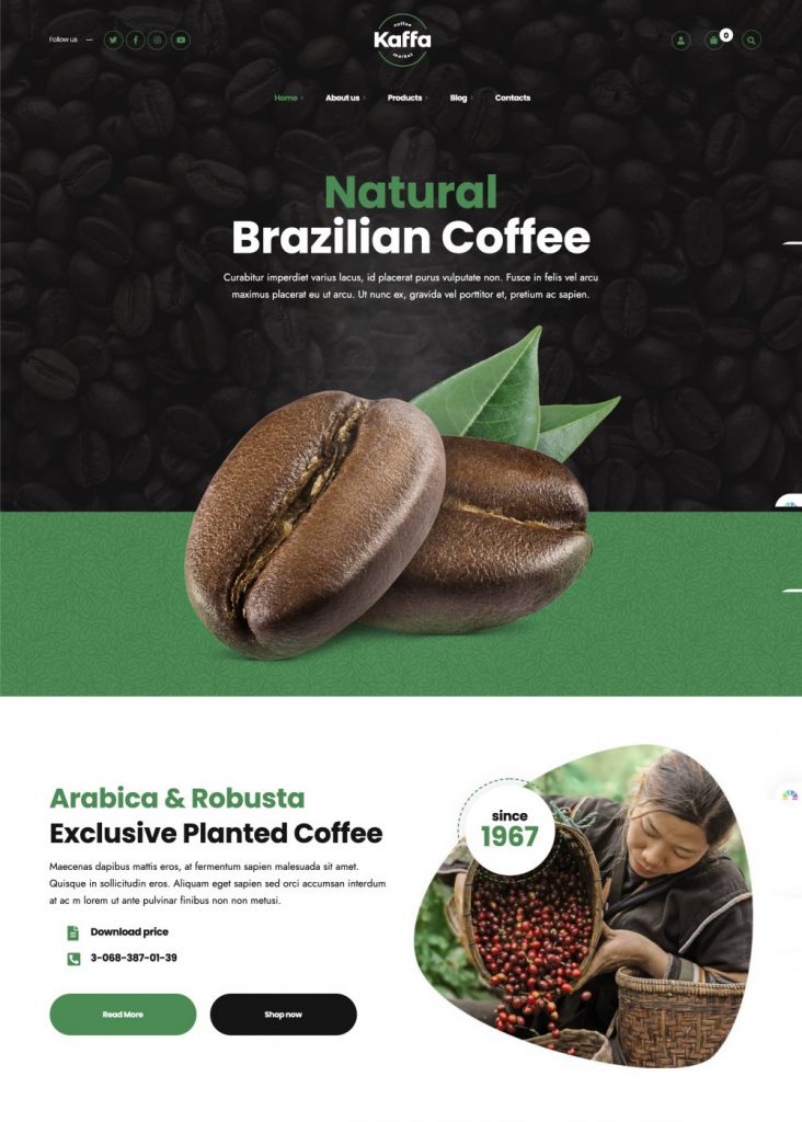 Mẫu website MẪU WEBSITE CAFE KAFFA