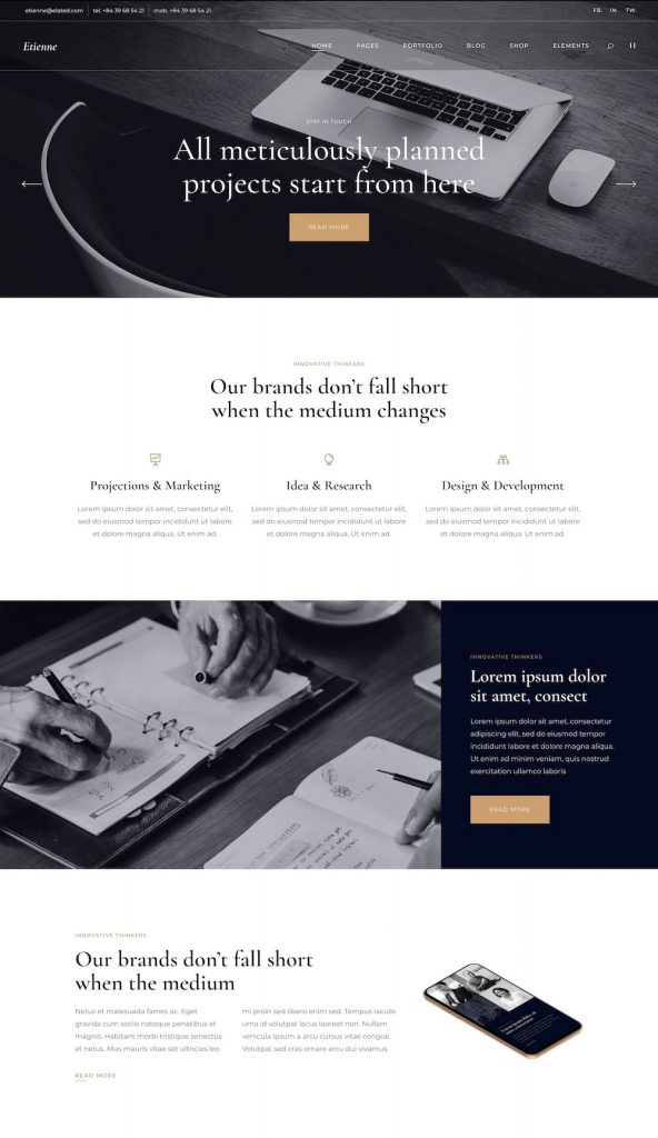 Mẫu Website Giới Thiệu Sản Phẩm Công Ty Etienne Business