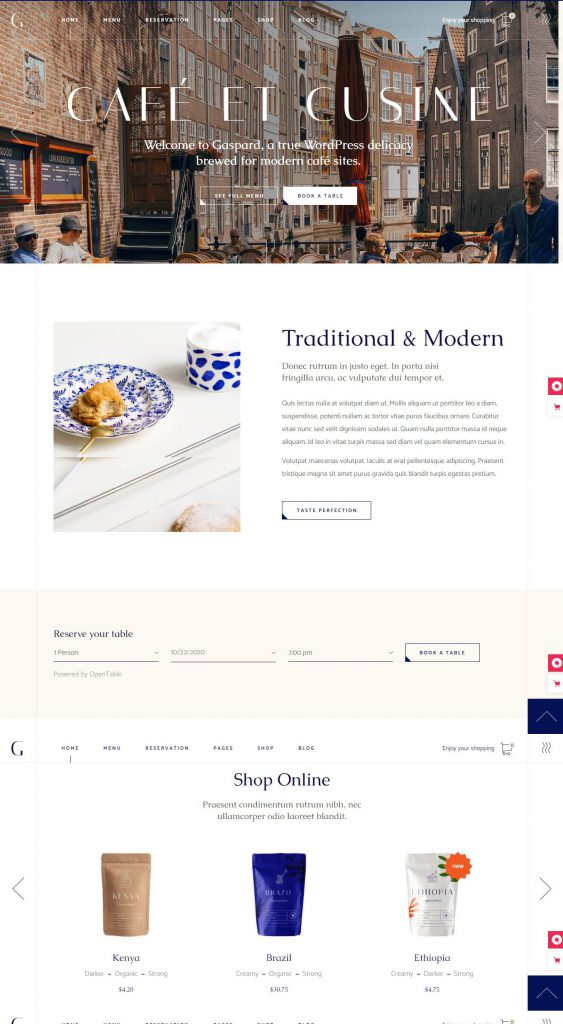 Mẫu website MẪU WEBSITE CAFE GASPARD