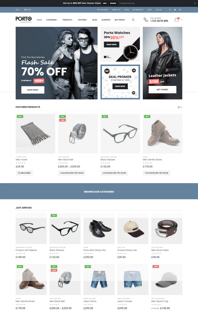 Mẫu website MẪU WEBSITE Porto Shop Thời Trang 7