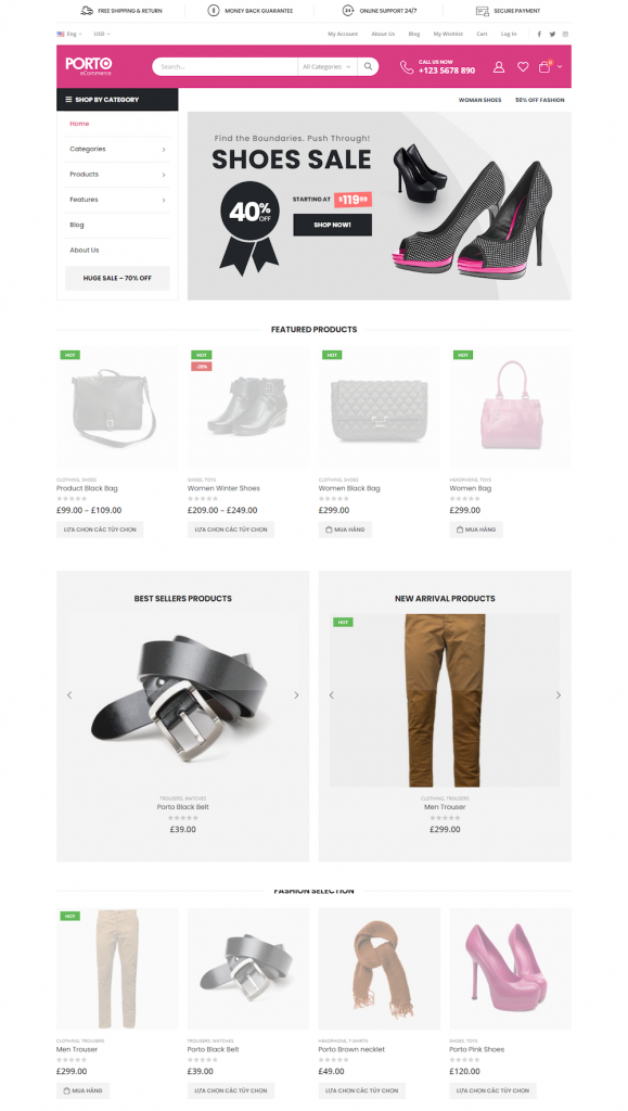 Mẫu website MẪU WEBSITE Porto Shop Thời Trang 9