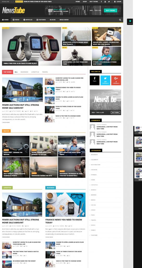 Mẫu website MẪU WEBSITE TIN TỨC  – NEWSTUBE