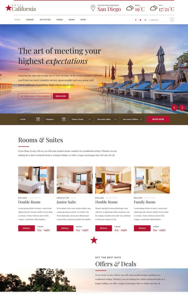 Mẫu website MẪU WEBSITE Khách Sạn California