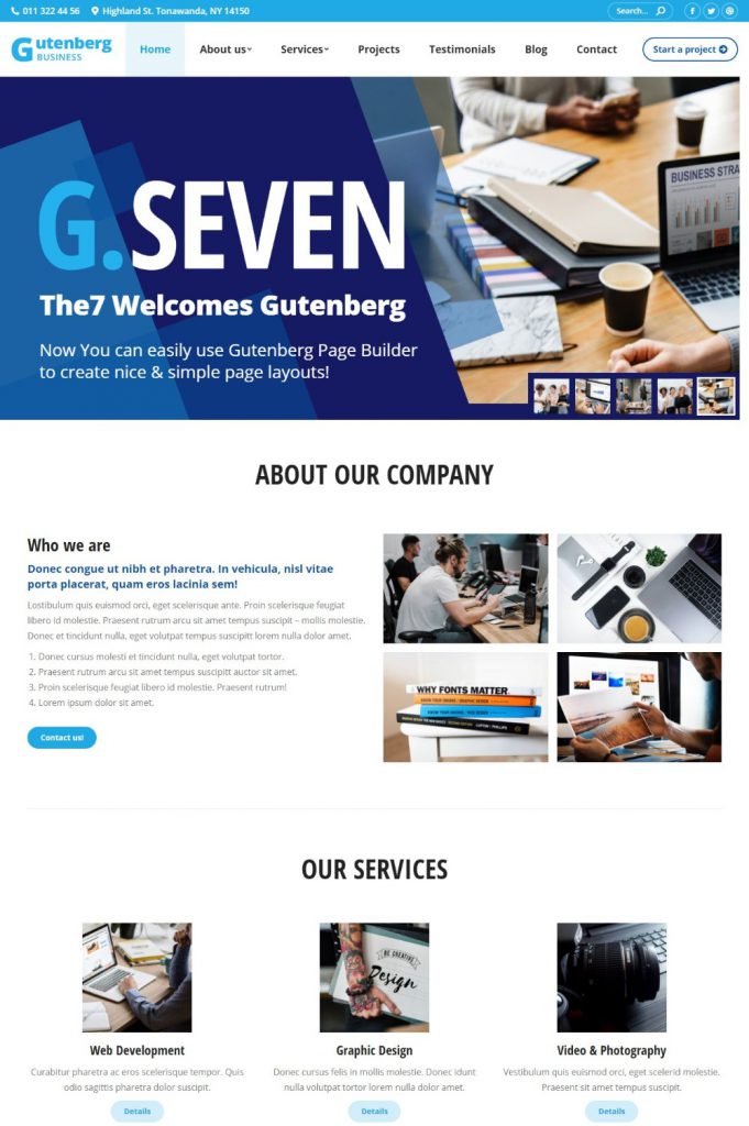 Mẫu Website Giới Thiệu Dịch Vụ – Gutenberg Business