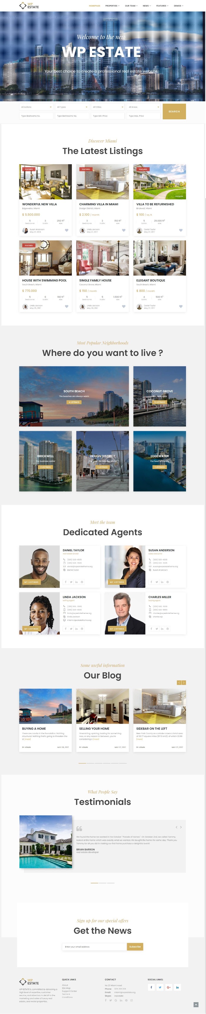 MẪU WEBSITE Bất Động Sản - Miami WpEstate Real Estate