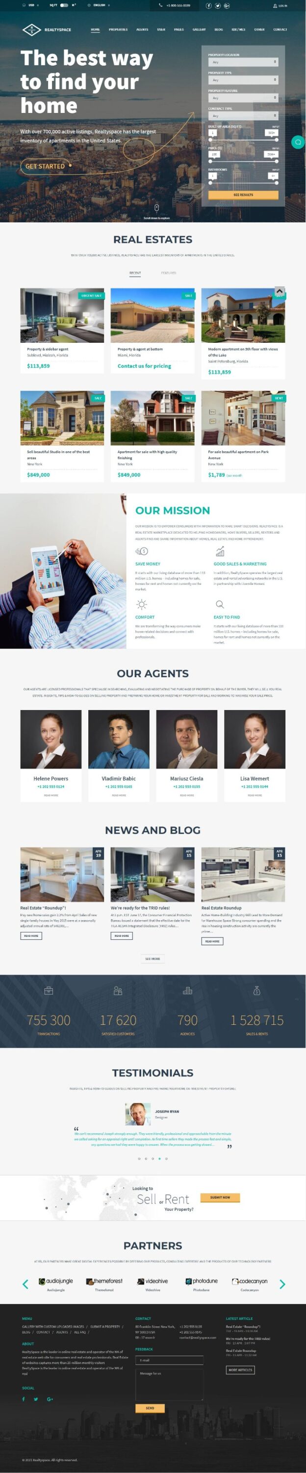MẪU WEBSITE Bất Động Sản – Realtyspace