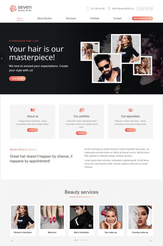 Mẫu Website Dịch Vụ Thẩm Mỹ – Beauty Studio