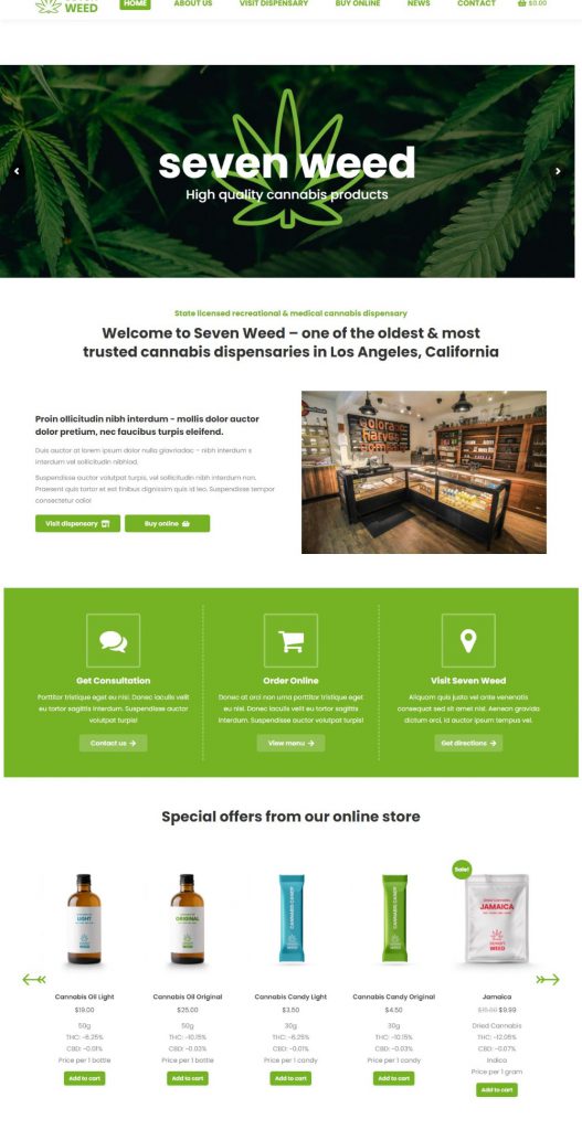 Mẫu Website Thực Phẩm Chức Năng – Medical Cannabis