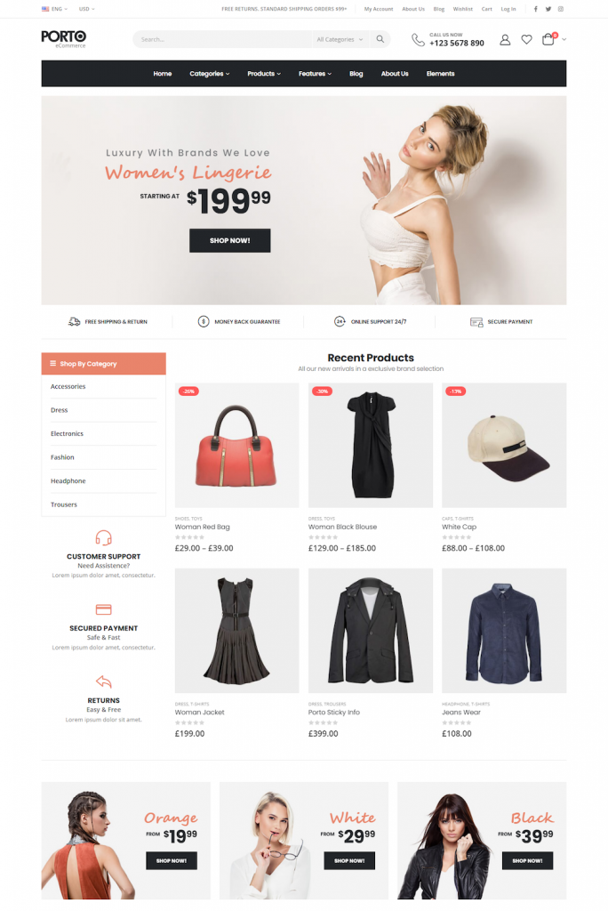 Mẫu website MẪU WEBSITE Porto Shop Thời Trang