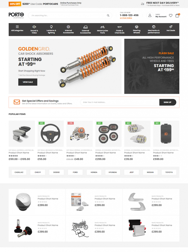 Mẫu website MẪU WEBSITE Porto Shop Bán Phụ Tùng Ô Tô
