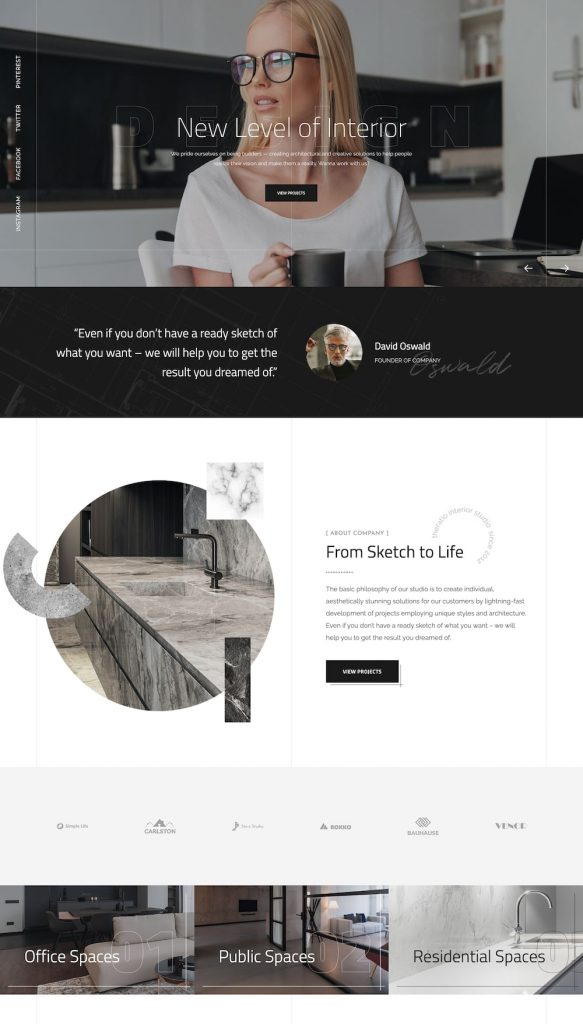 Construction design website template – Theratio