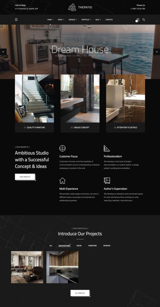 Mẫu Website Giới Thiệu Công Ty Xây Dựng Style Đen Hiện Đại, Phong Cách