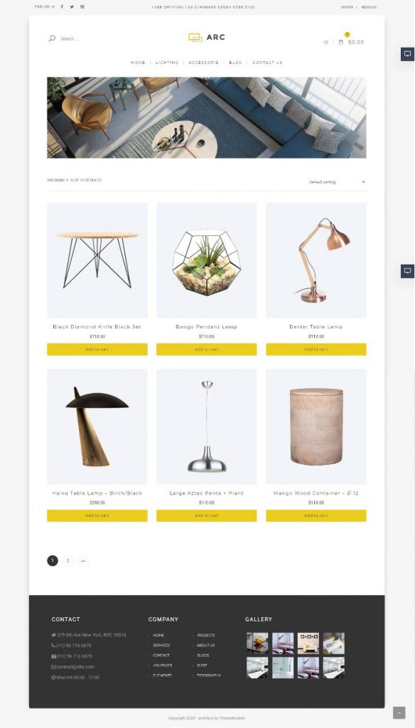 Mẫu Website Bán Hàng Nội Thất – ARC
