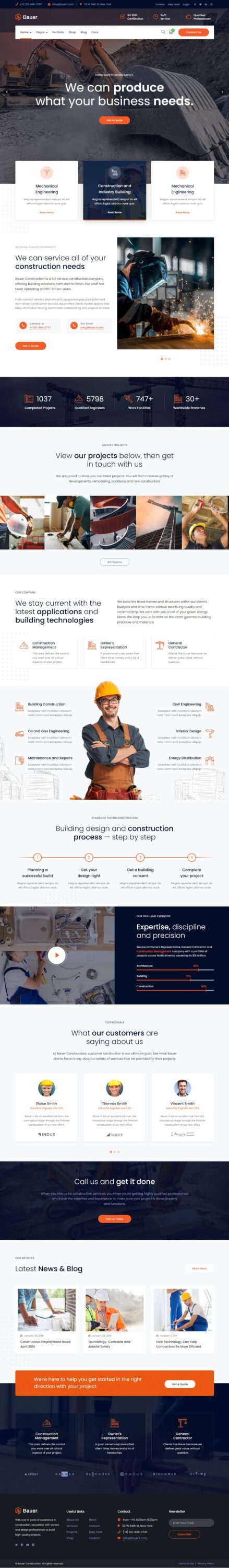 Mẫu Website Công Ty Xây Dựng – Bauer