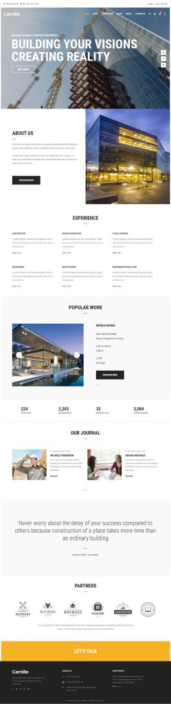 Mẫu Website Công Ty Xây Dựng – Camille