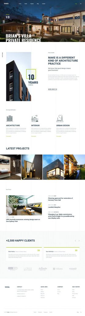 Mẫu Website Công Ty Xây Dựng – Intria