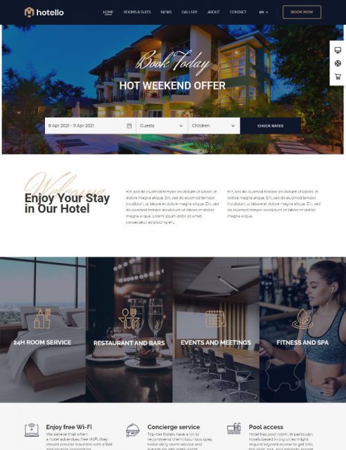 Mẫu Website Khách Sạn - Hotello
