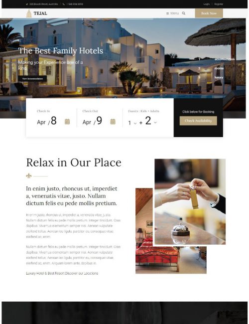 Mẫu Website Khách Sạn - Tejal