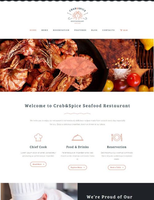 Mẫu Website Nhà  Hàng - Crab & Spice
