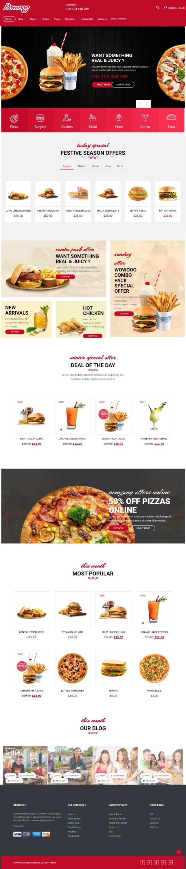 Mẫu Website Nhà Hàng – Domnoo