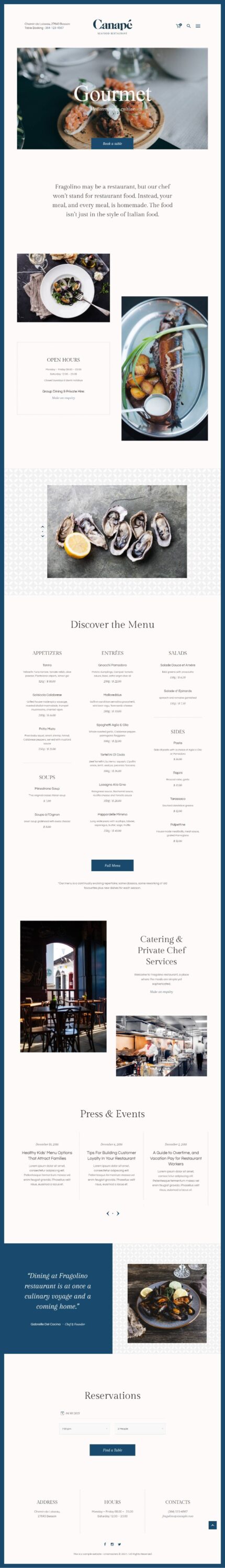Mẫu Website Nhà Hàng – Fragolino
