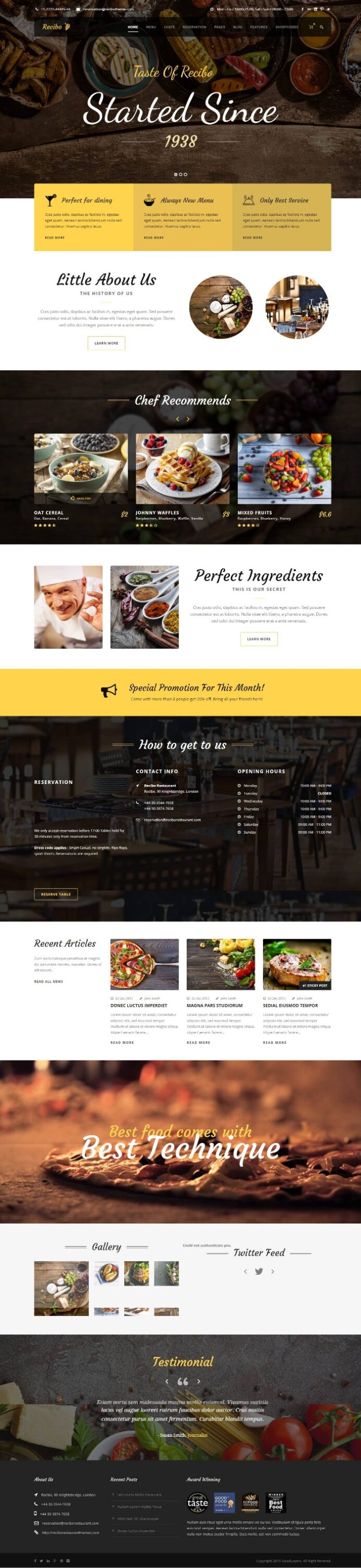 Mẫu Website Nhà Hàng – Recibo