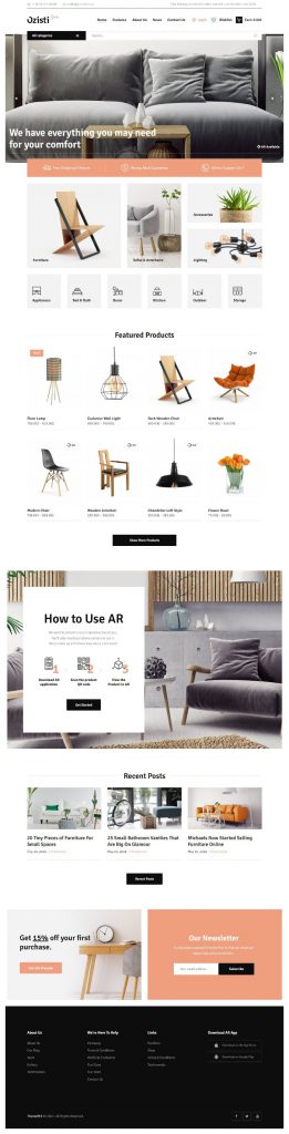 Mẫu Website Bán Hàng Nội Thất – Ozisti 1