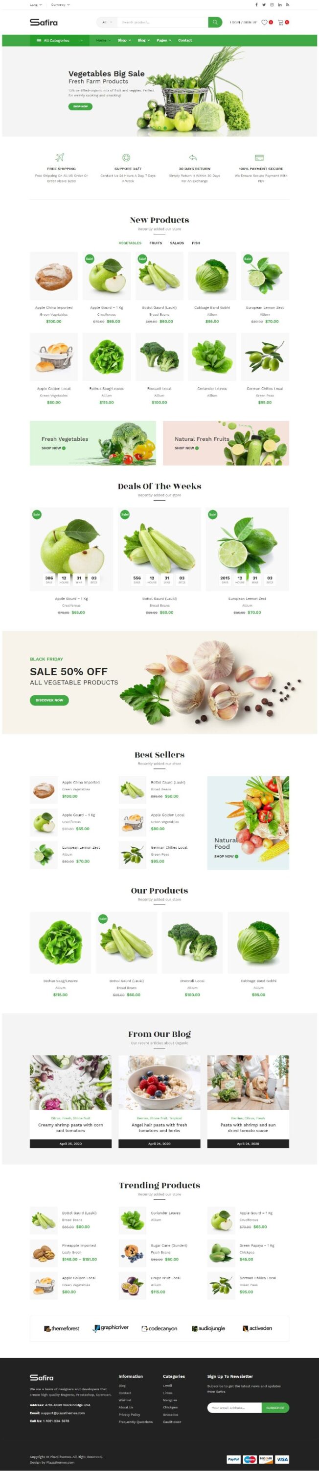 Mẫu Website Bán Hàng Thực Phẩm – Safira