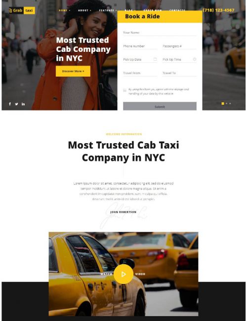 Mẫu Website Cho Thuê Xe - Grab Taxi