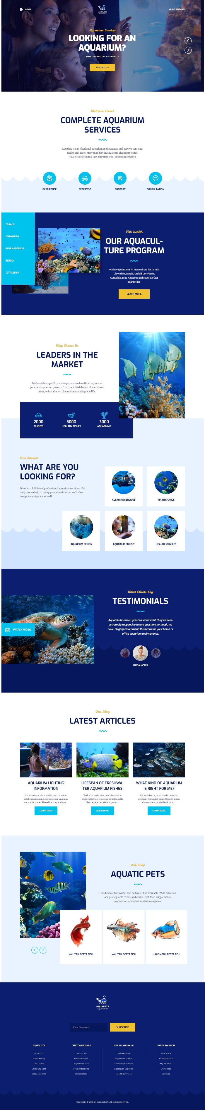 Mẫu Website Công Ty Bảo Trì Lắp Đặt Hồ Cá - Aqualots