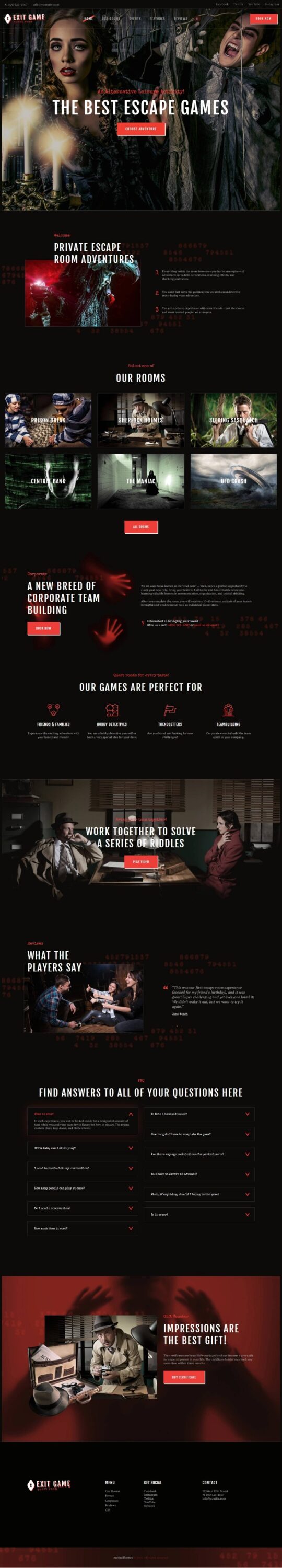 Mẫu Website Dịch Vụ Giải Trí – Exit Game