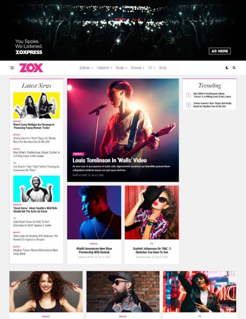 Mẫu Website Dịch Vụ Giải Trí - ZoxPress