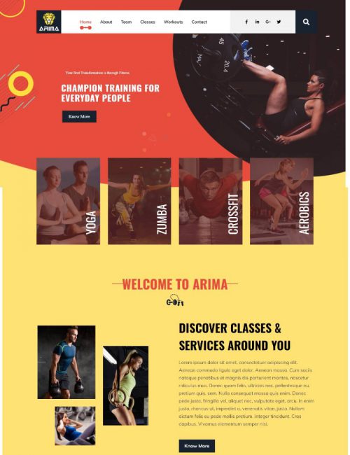 Mẫu Website Dịch Vụ Gym - Arima
