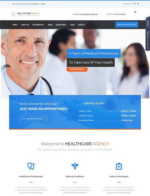 Mẫu Website Dịch Vụ Y Tế - Healtcare Agency