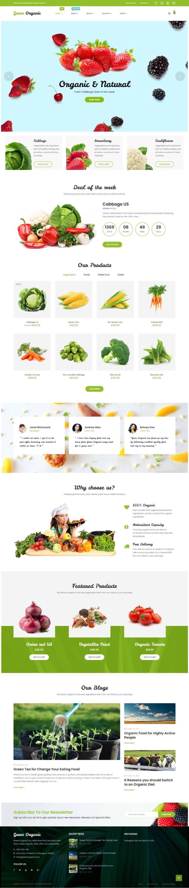 Mẫu Website Thực Phẩm & Nông Nghiệp – GreenOrganic