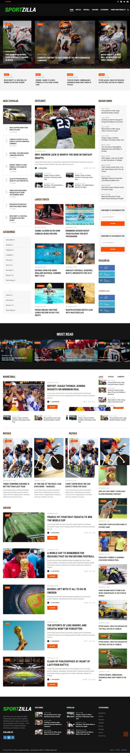 Mẫu Website Tin Tức Thể Thao – Magazilla