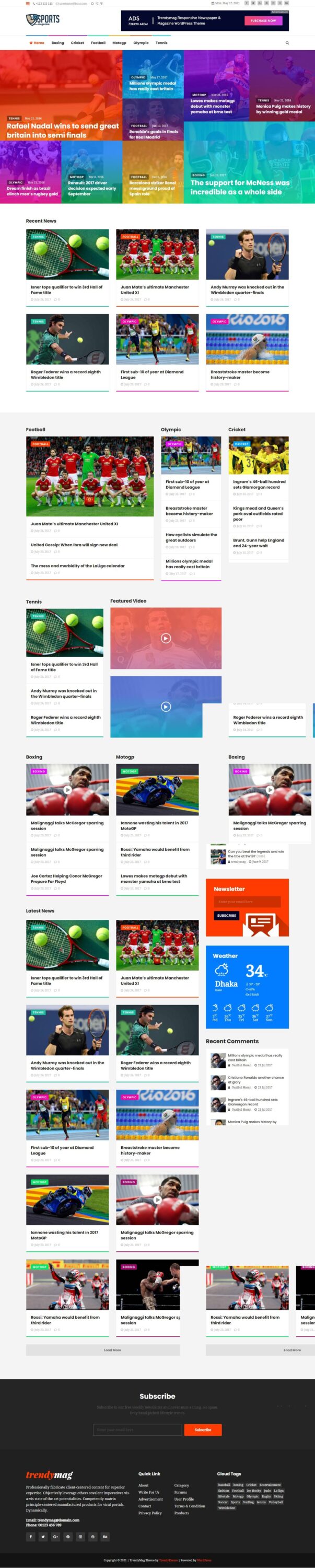 Mẫu Website Tin Tức Thể Thao – TrendyMag