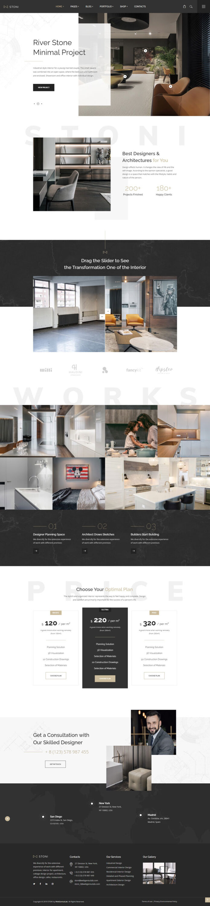 Mẫu website dịch vụ nội thất – Stoni