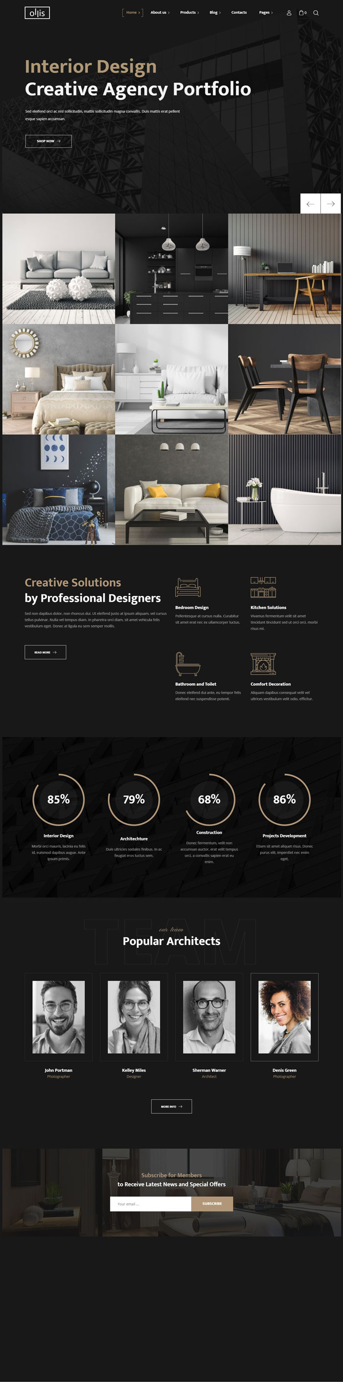 Mẫu website dịch vụ thiết kế nội thất - Ollis 4
