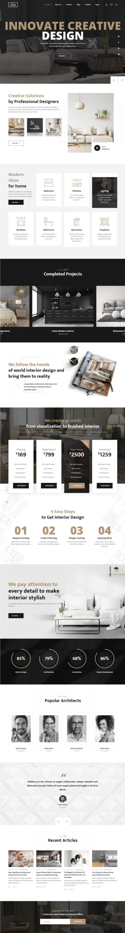 Mẫu website dịch vụ nội thất – Ollis