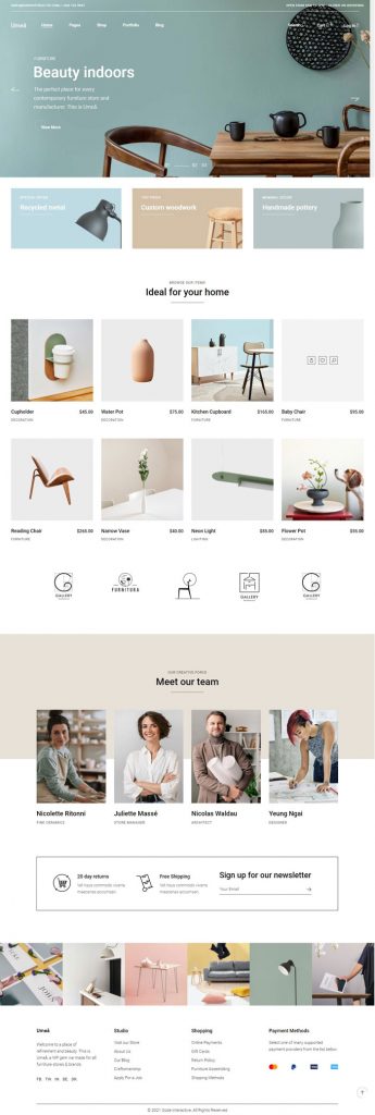 Mẫu website bán hàng nội thất – Umea