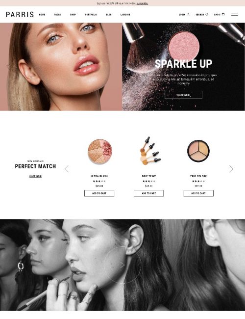 Mẫu Website Bán Hàng Mỹ Phẩm Parris Cosmetics Store