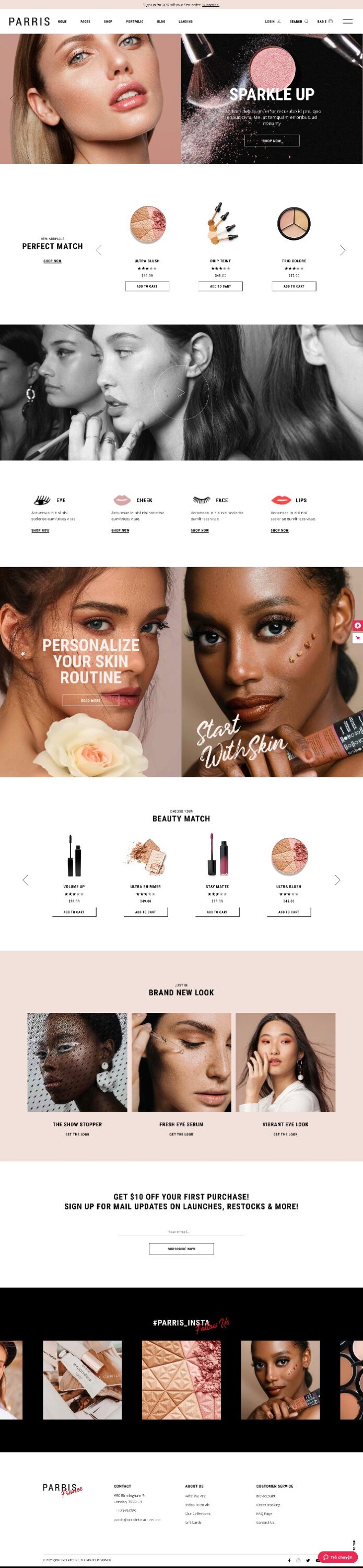 Mẫu Website Bán Hàng Mỹ Phẩm Parris Cosmetics Store