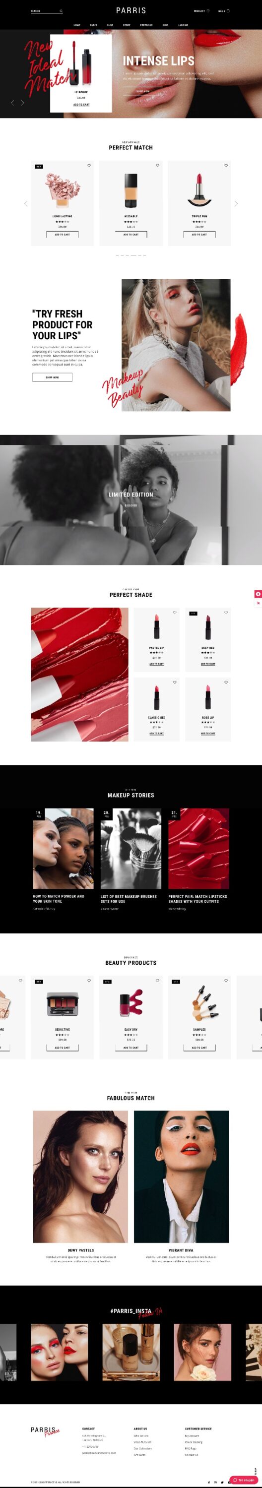 Mẫu Website Bán Hàng Mỹ Phẩm Parris