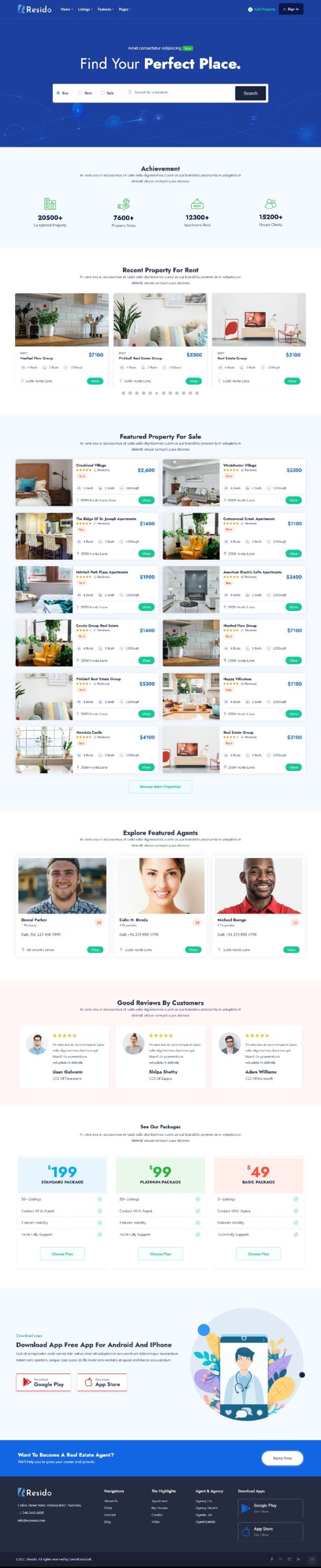 Mẫu Website Bất Động Sản Resido Home 1