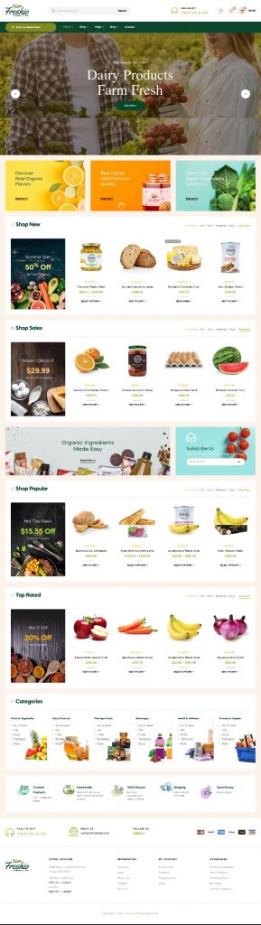 Mẫu website Website Bán Hàng Thực Phẩm Nông Nghiệp Freshio