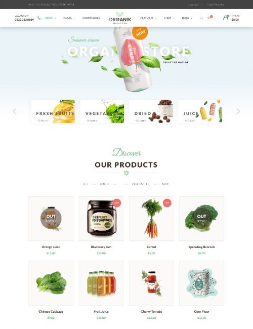 Website Bán Hàng Thực Phẩm Nông Nghiệp Organik Fresh