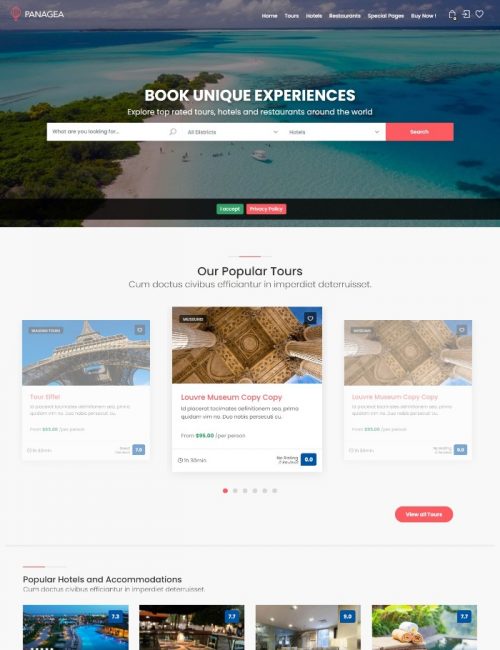 Mẫu Website Khách Sạn -Hotels Panagea