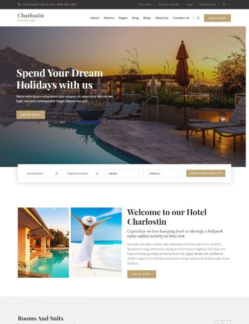 Mẫu Website Khách Sạn -Hotels Charlostin